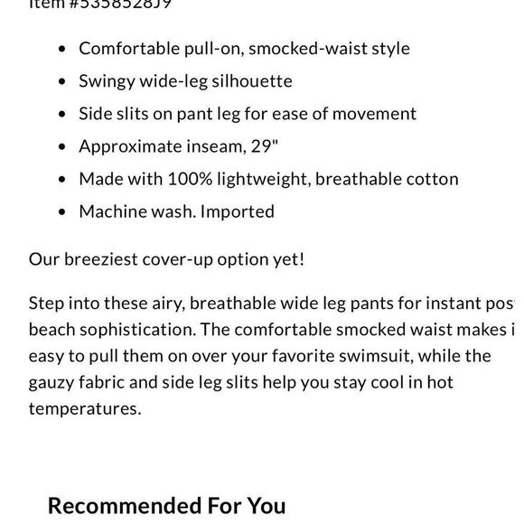 Land’s End Plus Cotton Gauze split leg elastic waist swim coverup Pants 2X - Picture 6 of 6